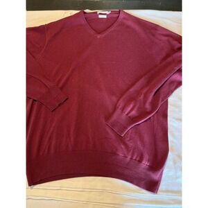 Peter Millar Burgundy V-Neck Sweater Soft‎ Knit Casual Classic Pullover